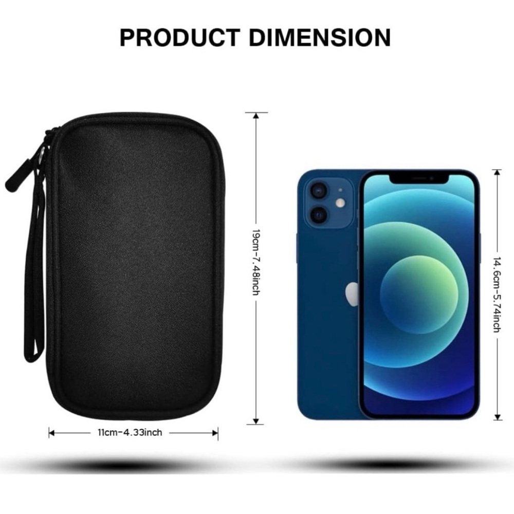 Electronics Organizer Bag Pouch Cable Charger Organizer Black
